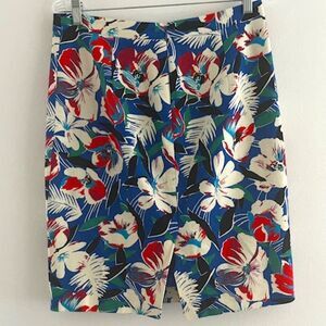 J. Crew Floral Pencil Skirt - Blue and Red